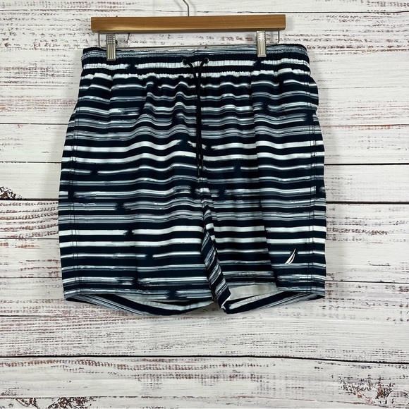 Nautica Blue Striped Lined Swim Shorts NWOT - Picture 1 of 15